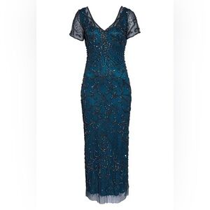 Pissarro Nights Beaded Teal Dress